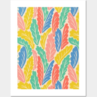 Tropical colorful leaves botanical pattern Posters and Art